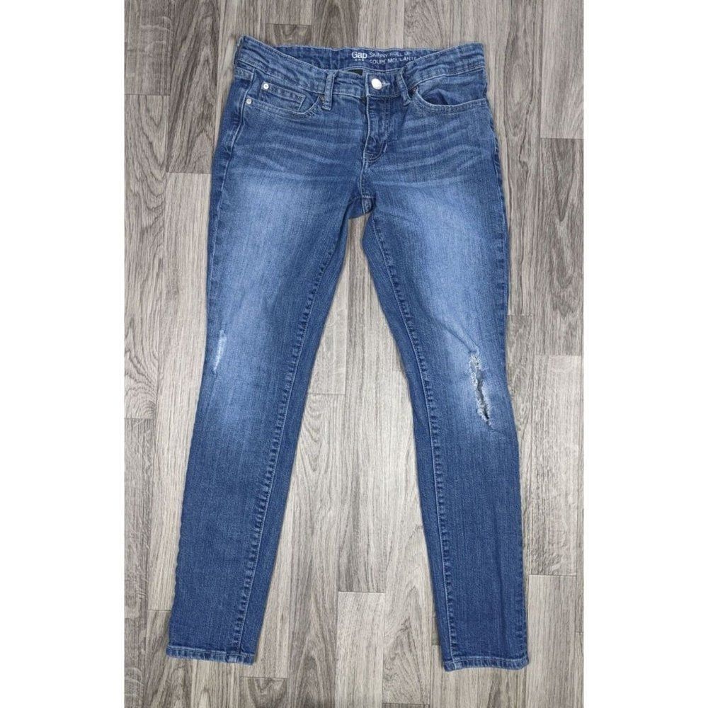 Gap Womens Size 0 / 25 R Pockets Skinny Roll Up Distressed Denim Blue Jeans
